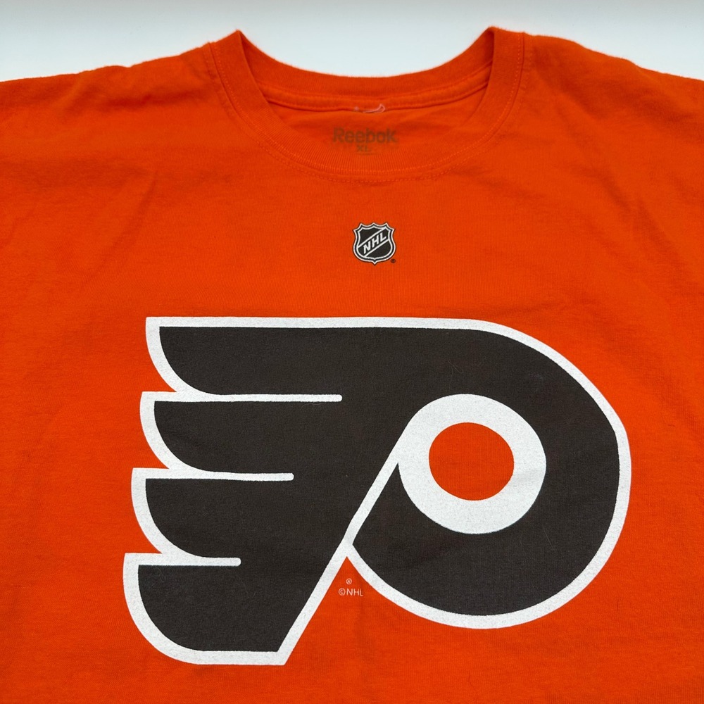 Reebok Philadelphia Flyers Jaromir Jagr 68 NHL Shirt Mens XL Orange Cotton Tee - Picture 3 of 11